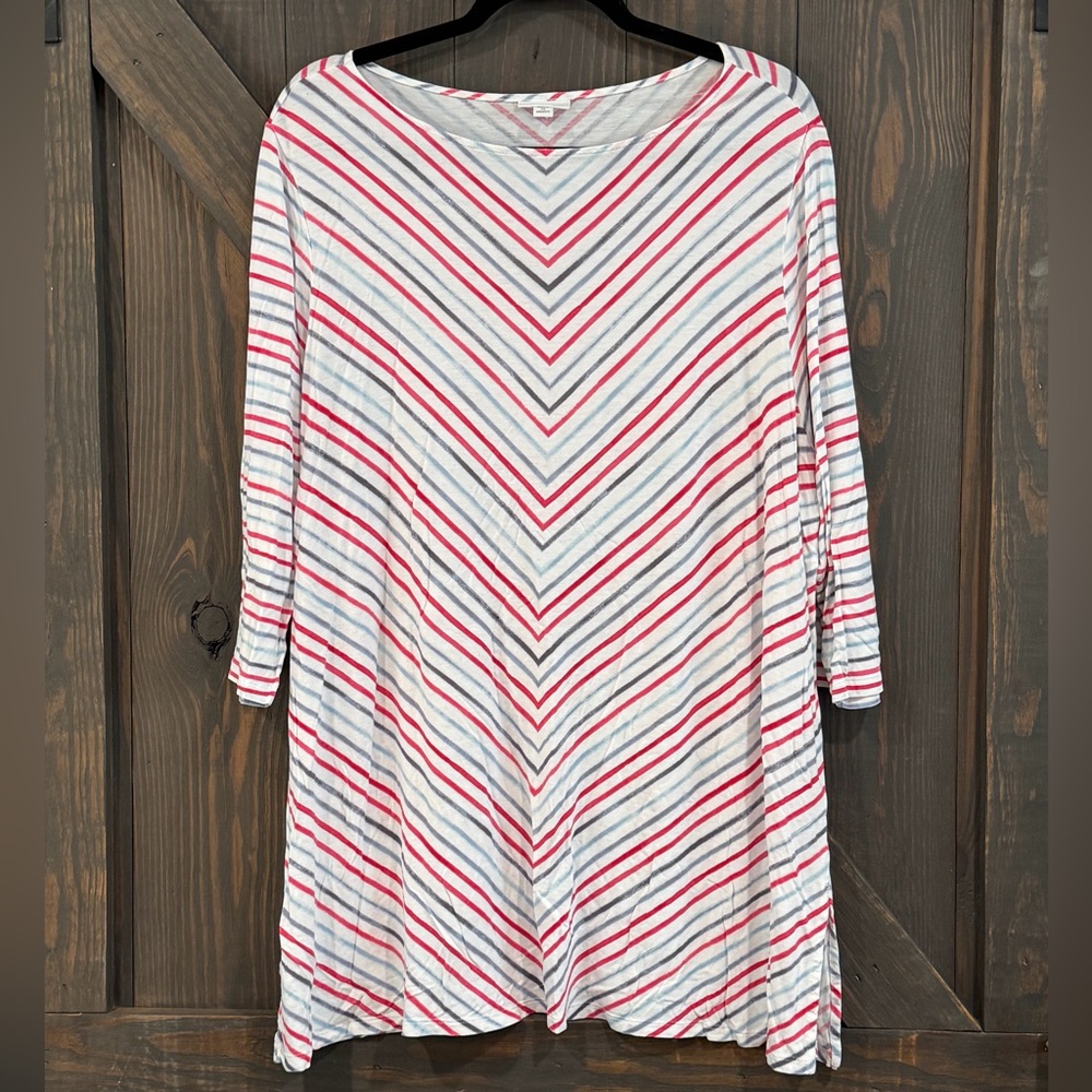 J. Jill Women’s Red White & Blue Striped Tunic‎ Top Size 2X